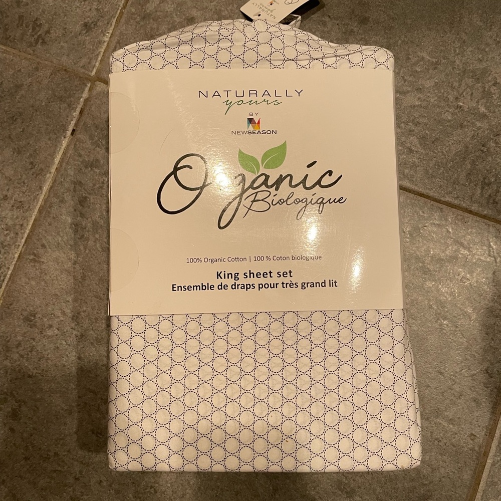 New season Organic Classic 100% Organic Cotton Sheet Set - King, White-Grey